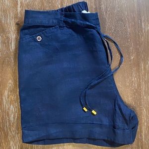 Ellen Tracy 100% linen navy elastic pocketed short